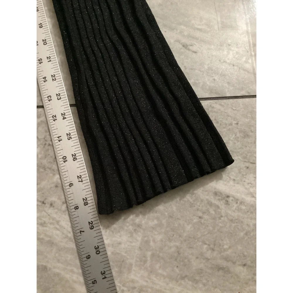 House of Harlow 1960 Black Metallic Ribbed Knit Flare Leg Pants Womens Size M